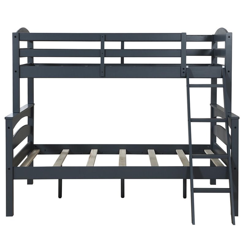Dorel Living Brady Traditional Wood Twin Over Full Bunk Bed in Gray