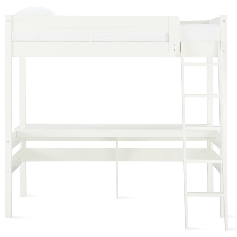 Dorel Living Harlan Twin Loft Bed with Desk in White