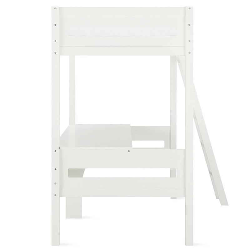Dorel Living Harlan Twin Loft Bed with Desk in White