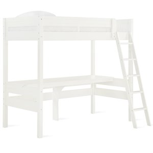 Dorel Living Harlan Twin Loft Bed with Desk in White