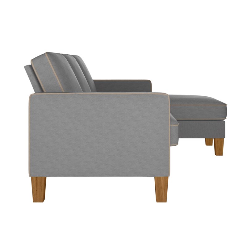 Novogratz Bowen Sectional Sofa L-Shaped Couch in Grey