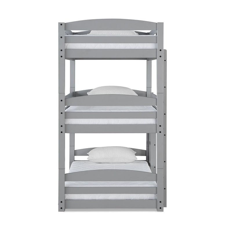 Dorel Living Sierra Triple Floor Wooden Bunk Bed in Gray