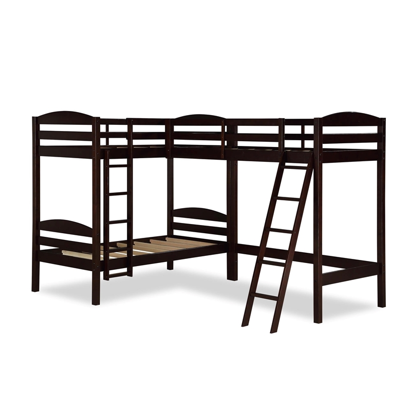 Dorel Living Clearwater Triple Bunk Bed in Espresso