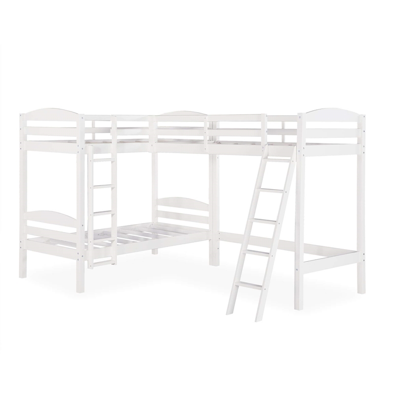 Dorel Asia Clearwater Transitional Wood Triple Bunk Bed in White