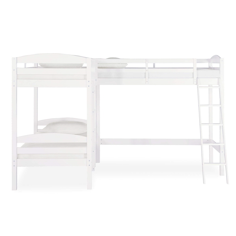 Dorel Asia Clearwater Transitional Wood Triple Bunk Bed in White