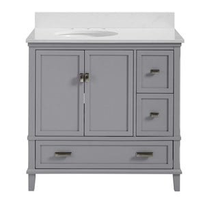 Dorel Living Otum 36&quot Bathroom Vanity with Top & Porcelain Sink in Gray