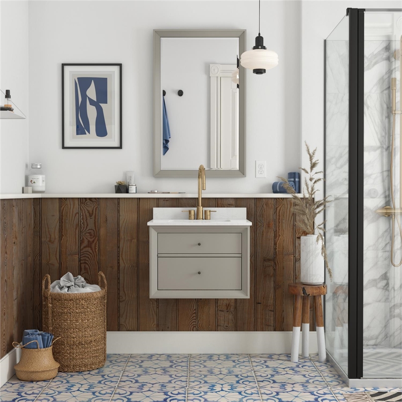 Dorel Living Tribecca 24 Inch Wall Mounted Bathroom Vanity in Gray