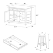 Dorel Living Kelsey Kitchen Island with 2 Stools and Drawers in Black
