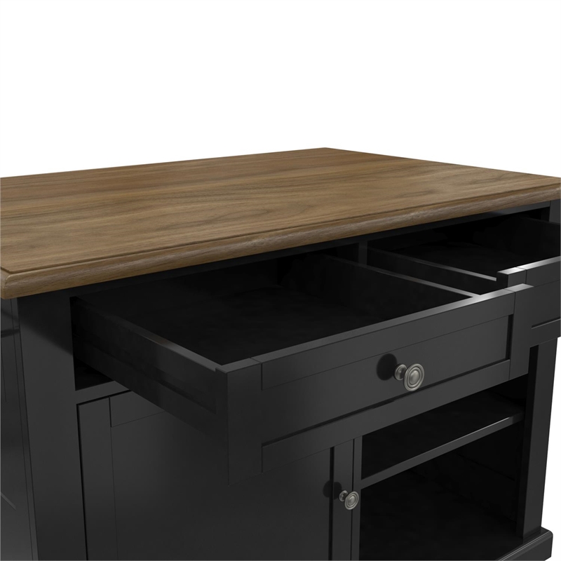 Dorel Living Kelsey Kitchen Island with 2 Stools and Drawers in Black