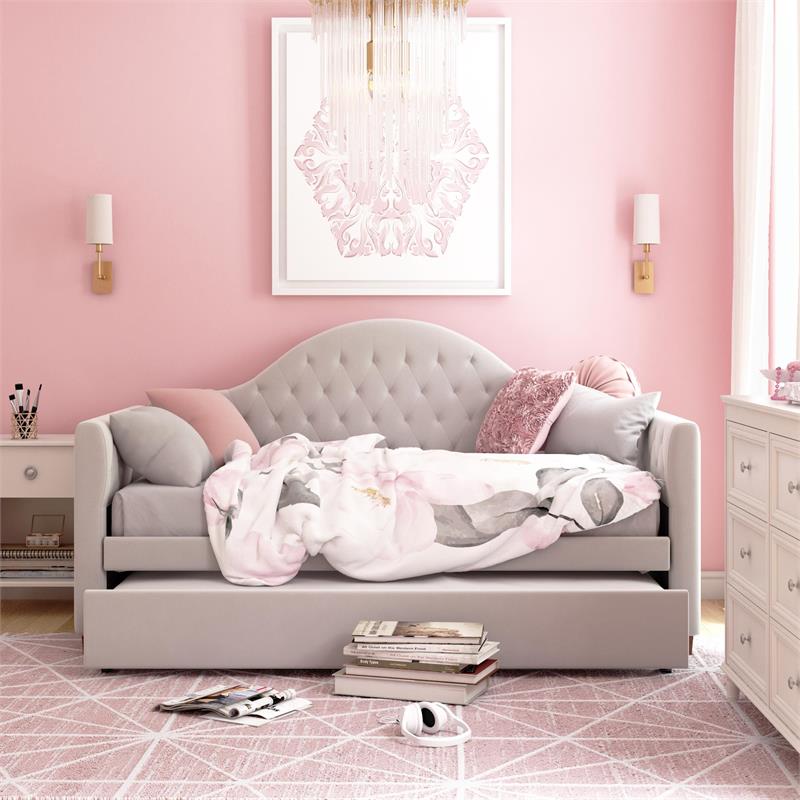 Little Seeds Rowan Valley Arden Twin Daybed with Trundle in Dove Gray