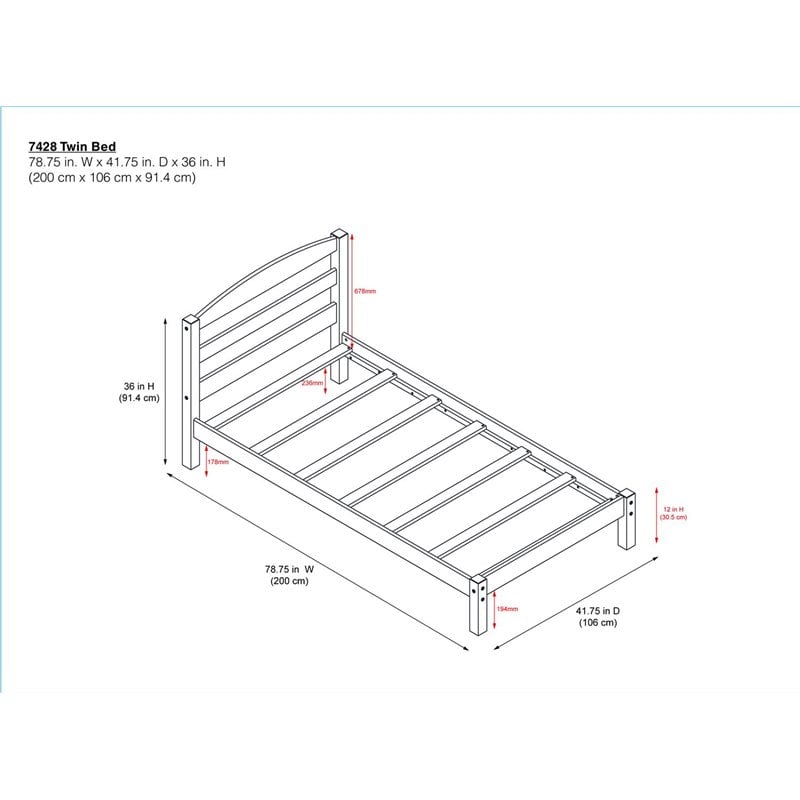 Dorel Living Traditional Wood Braylon Twin Bed in Gray Finish