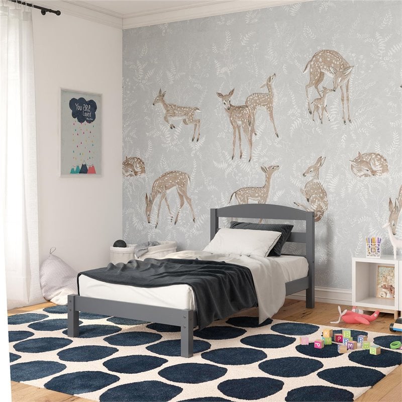 Dorel Living Traditional Wood Braylon Twin Bed in Gray Finish