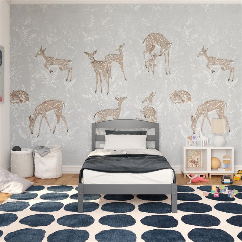 Dorel Living Traditional Wood Braylon Twin Bed in Gray Finish