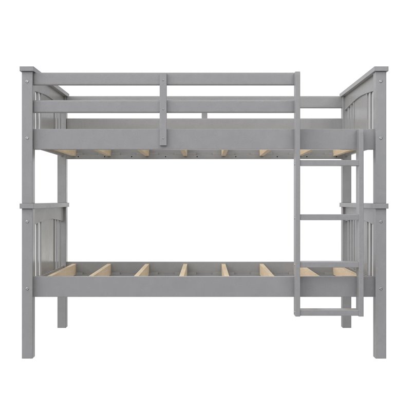Dorel Living Dylan Twin Over Twin Wood Bunk Bed for Kids in Gray