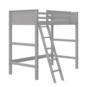 Dorel Living Moon Bay Kids Twin Wooden Loft Bed with Ladder in Gray
