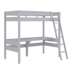 Dorel Living Harlan Wood Loft Bed with Ladder and GuardRail in Twin in Gray