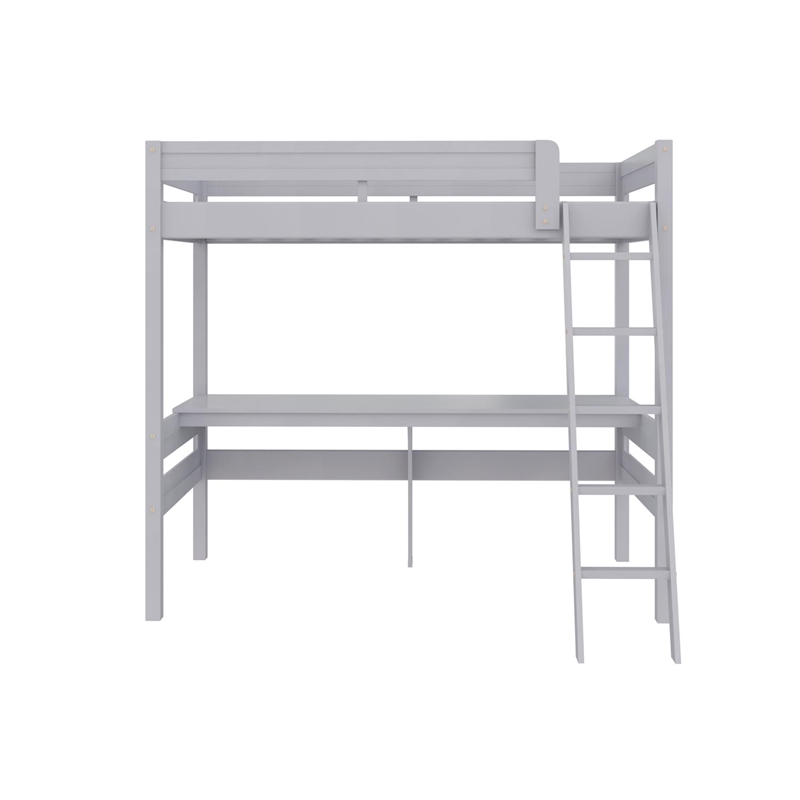 Dorel Living Harlan Wood Loft Bed with Ladder and GuardRail in Twin in Gray