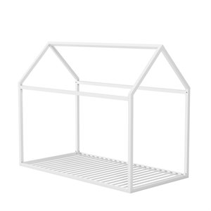 Little Seeds Rowan Valley Skyler Kids Metal House Bed Twin Size Frame in White