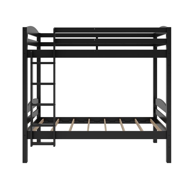 Dorel Living Clearwater Triple Wood Bunk Bed Twin with Underbed Storage in Black
