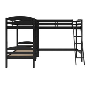 Dorel Living Clearwater Triple Wood Bunk Bed Twin with Underbed Storage in Black