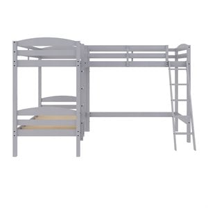 Dorel Living Clearwater Wood Triple Twin Bunk Bed in Gray