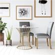 CosmoLiving Westwood Glass Top Dining Table in Tempered Glass with Brass
