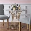 CosmoLiving Westwood Glass Top Dining Table in Tempered Glass with Brass