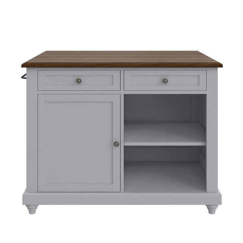 Dorel Living Kelsey Kitchen Island with 2 Stools in Gray