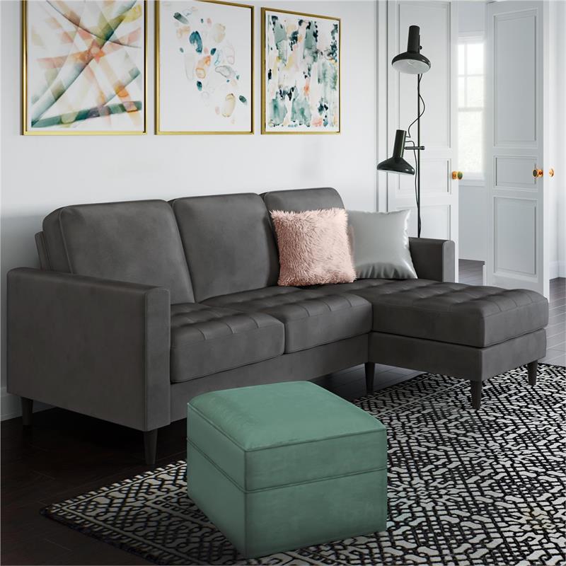 CosmoLiving Strummer Reversible Sectional Sofa Couch in Charcoal Gray