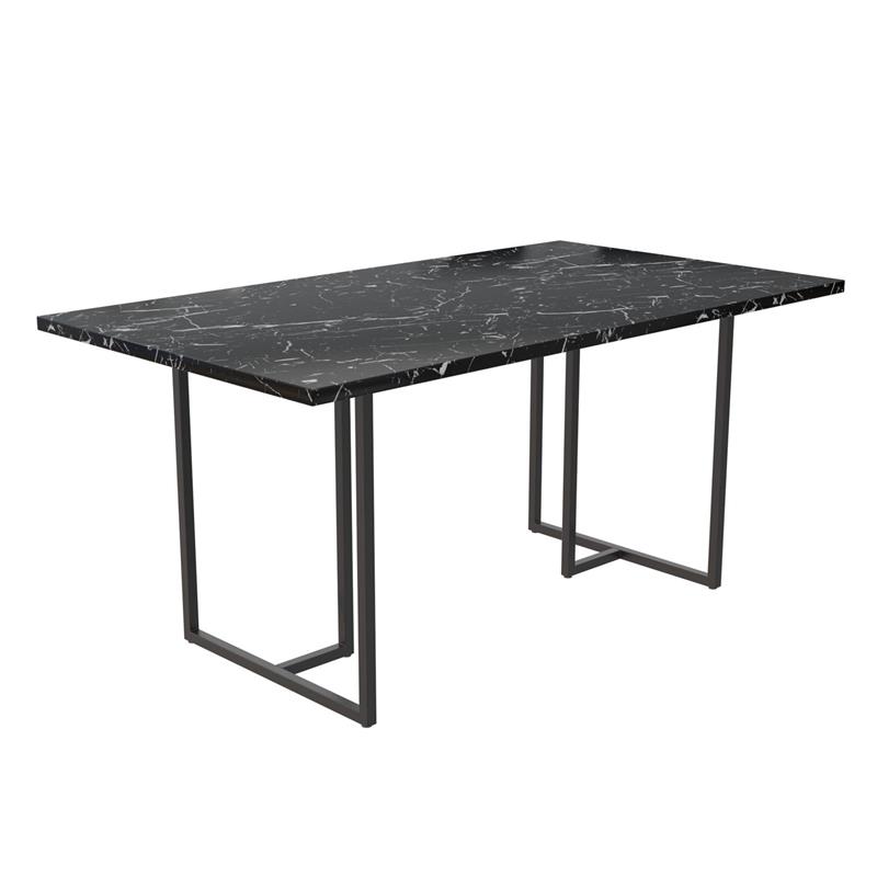 CosmoLiving Astor Dining Table Black Marble Top with Black Legs