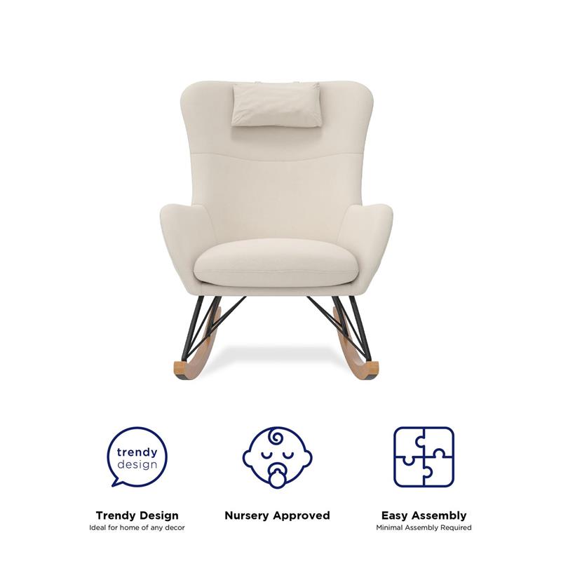Baby Relax Cranbrook Rocker Accent Chair with Storage Pockets in Beige