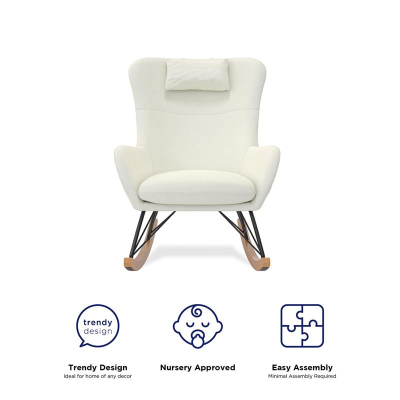 Baby Relax Cranbrook Rocker Accent Chair with Storage Pockets in White