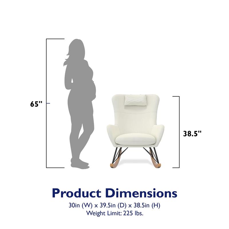 Baby Relax Cranbrook Rocker Accent Chair with Storage Pockets in White