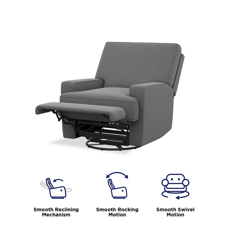 Baby Relax Rylan Swivel Glider Recliner Chair Coil Seating in  Dark Gray