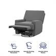 Baby Relax Rylan Swivel Glider Recliner Chair Coil Seating in  Dark Gray