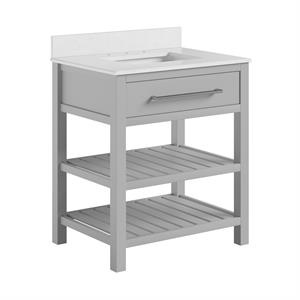 DHP Camden 30&quot Bathroom Vanity in Gray with Silver Towel Rack