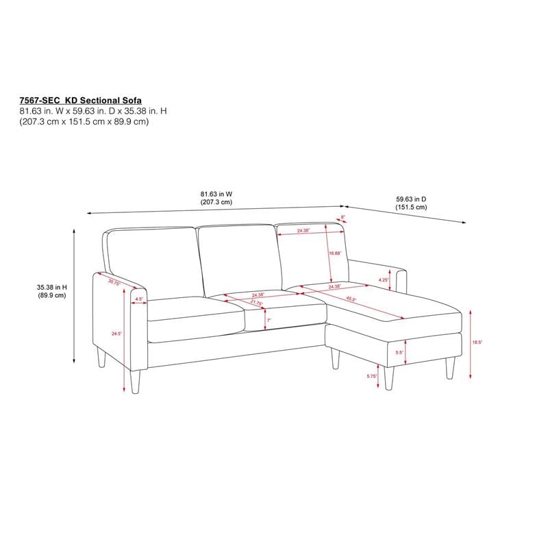 DHP Beckie Reversible Upholstered Sectional in Gray
