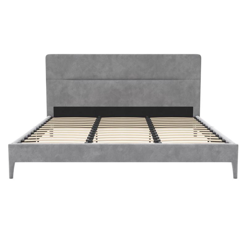CosmoLiving Westerleigh Upholstered Platform Bed King in Light Gray Velvet