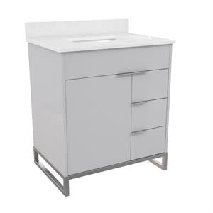 CosmoLiving Leona 30&quot Bathroom Vanity in Gray with Silver Metal