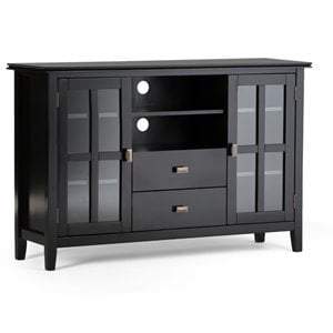 Simpli Home Artisan Wood 53&quot Transitional TV Media Stand in Black For TVs up to 60&quot