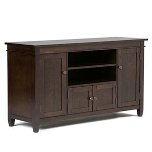 Simpli Home Carlton Wood 54&quot Transitional TV Media Stand in Brown