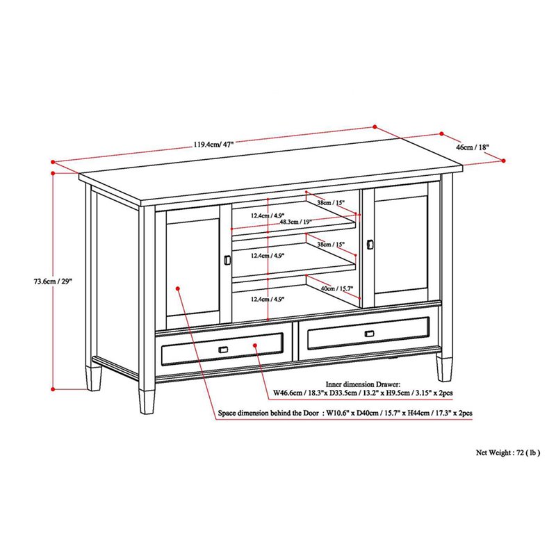 Simpli Home Warm Shaker Wood 47