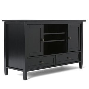 Simpli Home Warm Shaker Wood 47&quot Transitional TV Media Stand in Black For TVs up to 50&quot