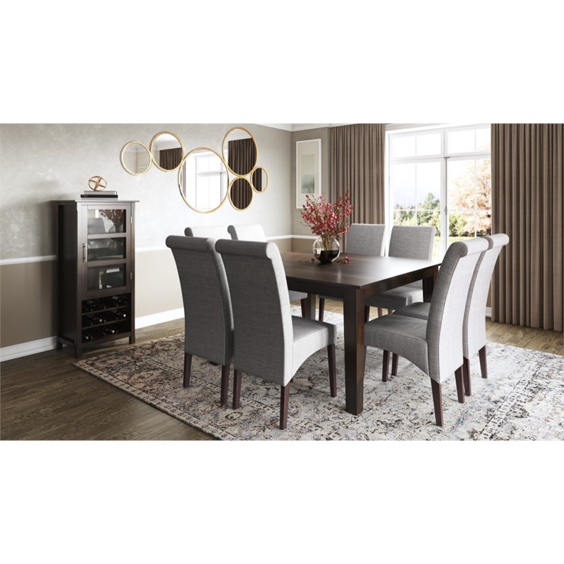 Simpli Home Avalon Wine Rack Cabinet in Tobacco Brown