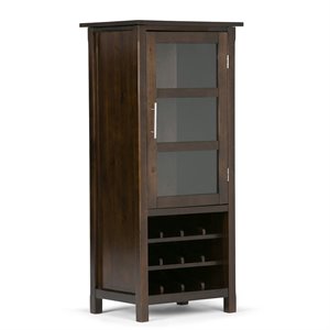 Simpli Home Avalon Wine Rack Cabinet in Tobacco Brown