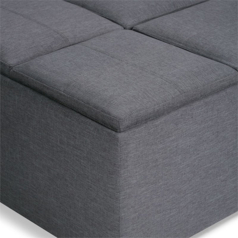 Simpli Home Avalon Coffee Table Storage Ottoman in Slate Gray