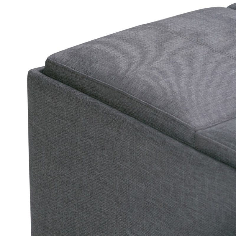 Simpli Home Avalon Coffee Table Storage Ottoman in Slate Gray