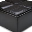 Simpli Home Avalon Faux Leather Coffee Table Storage Ottoman in Tanners Brown