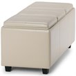 Simpli Home Avalon Faux Leather Storage Bench in Satin Cream
