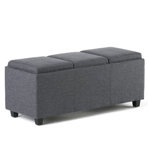 Simpli Home Avalon Storage Bench in Slate Gray